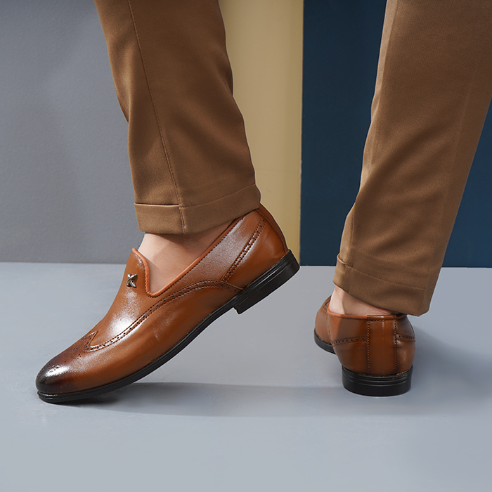 کفش کالج مردانه عسلی مدل Zinax