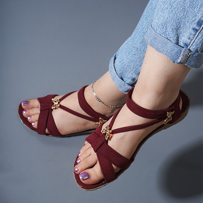 صندل زنانه زرشکی مدل parvaneh