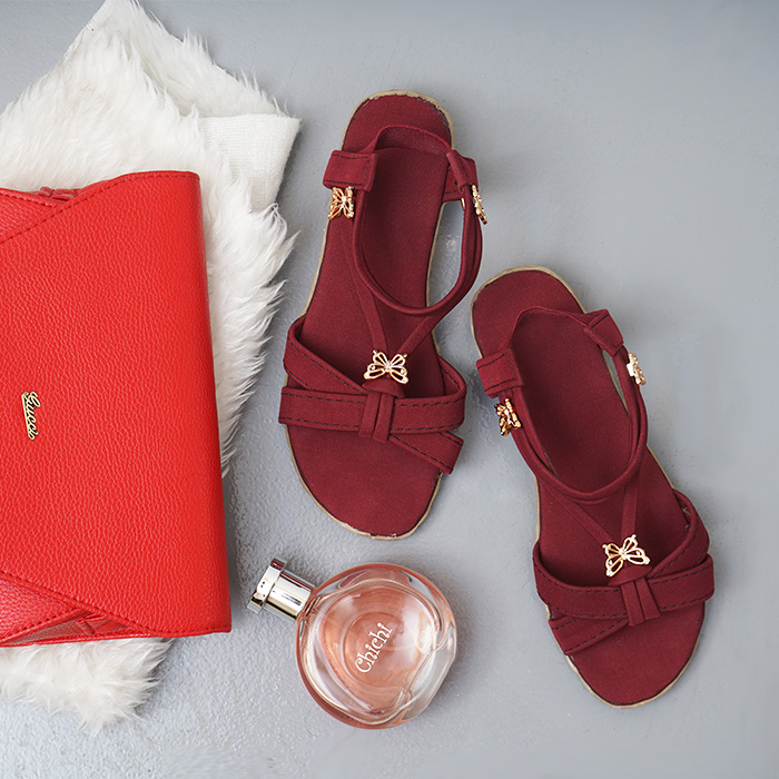 صندل زنانه زرشکی مدل parvaneh