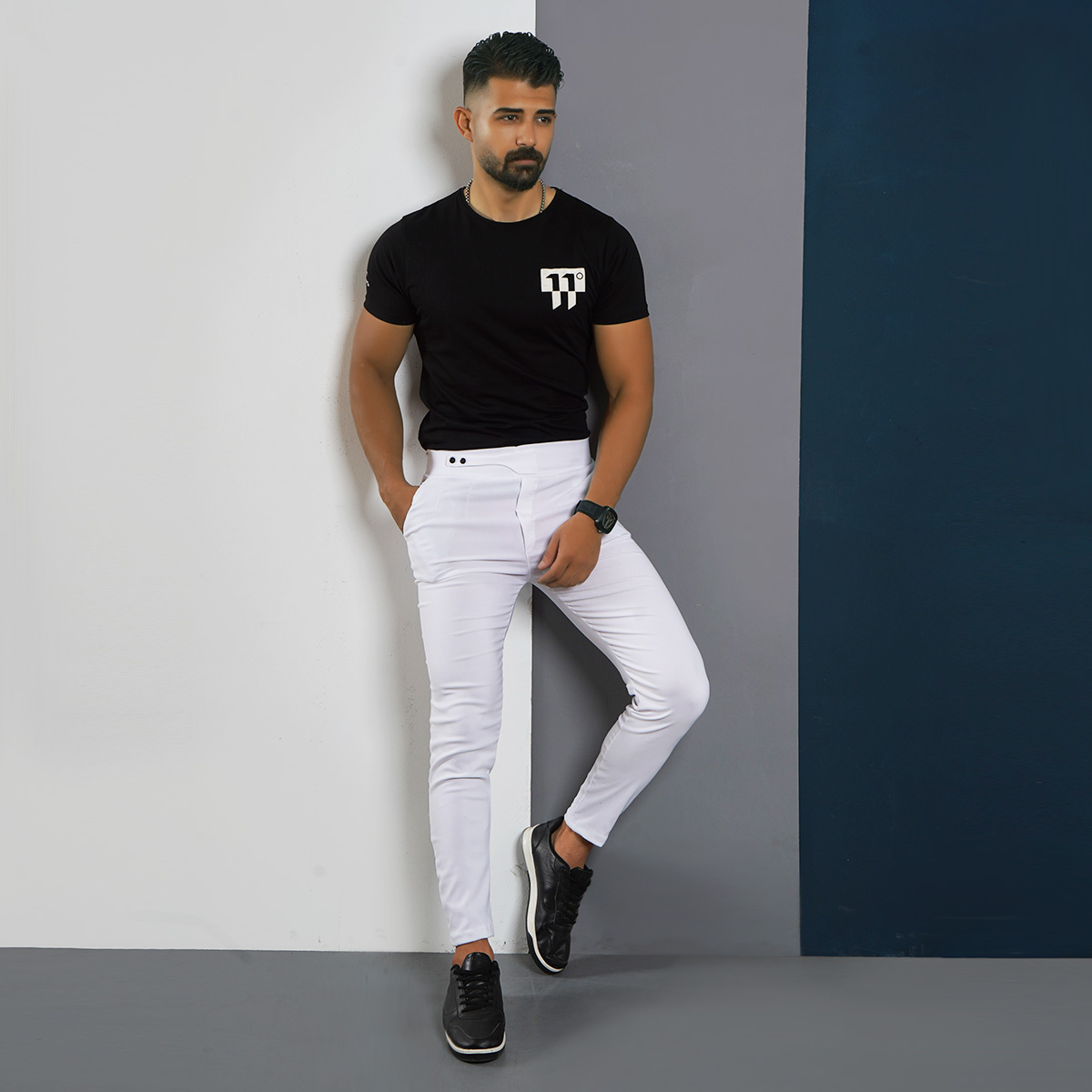 شلوار اسلش مردانه سفید مدل Matyar