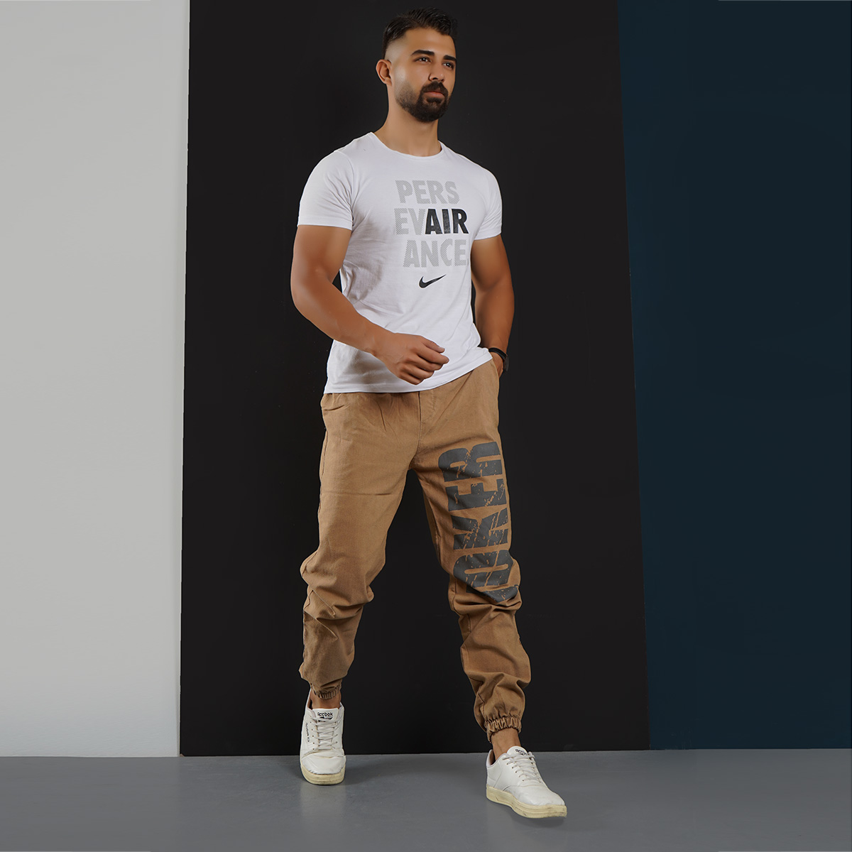 شلوار اسلش مردانه خاکی مدل JOKER