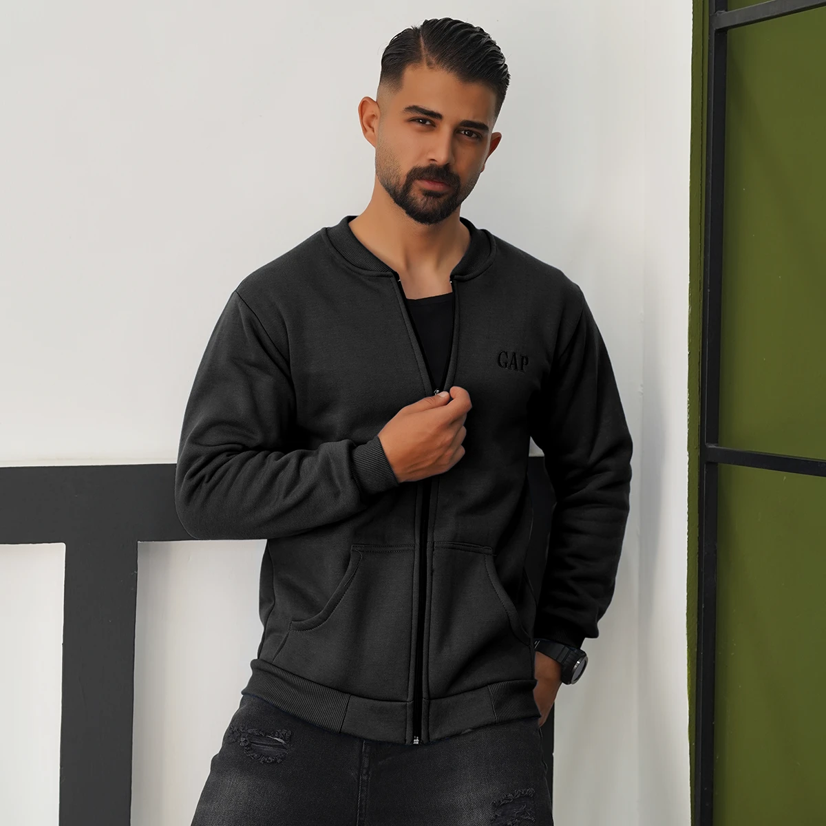 سوییشرت مردانه مشکی مدل GAP