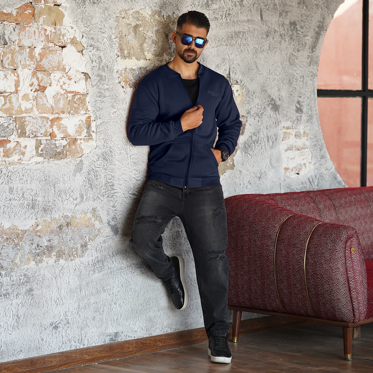 سوییشرت مردانه سرمه ای مدل COLUMBIA