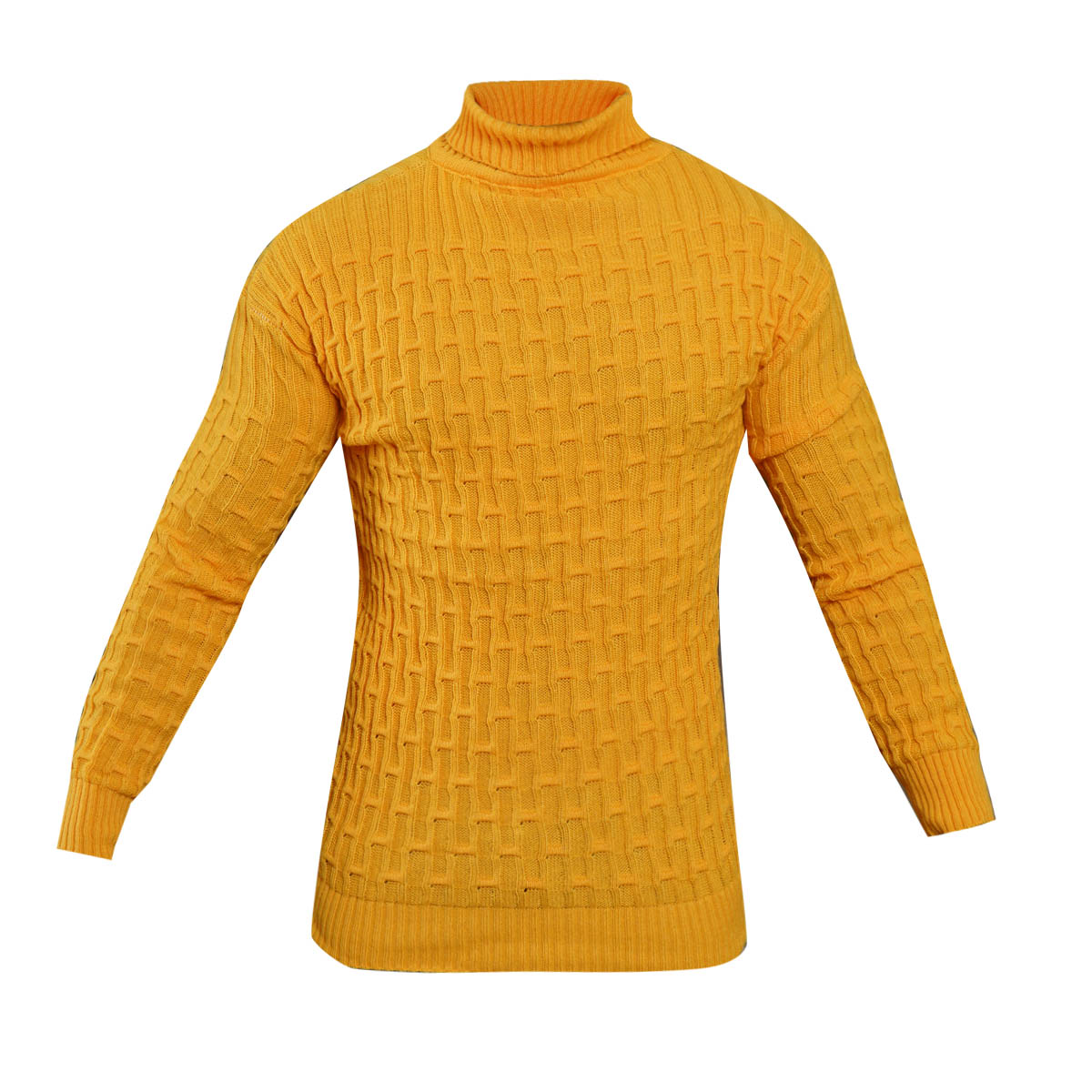 پلیوربافت مردانه زرد یقه اسکی مدل Arad