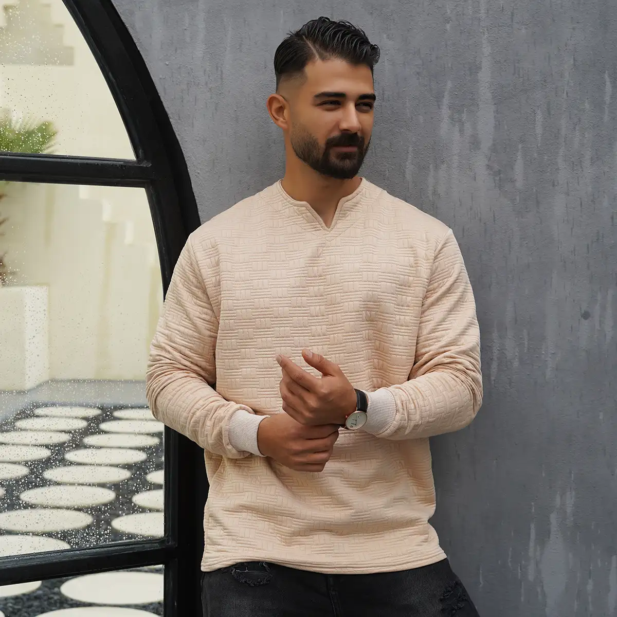 بلوز مردانه کرم مدل Q99