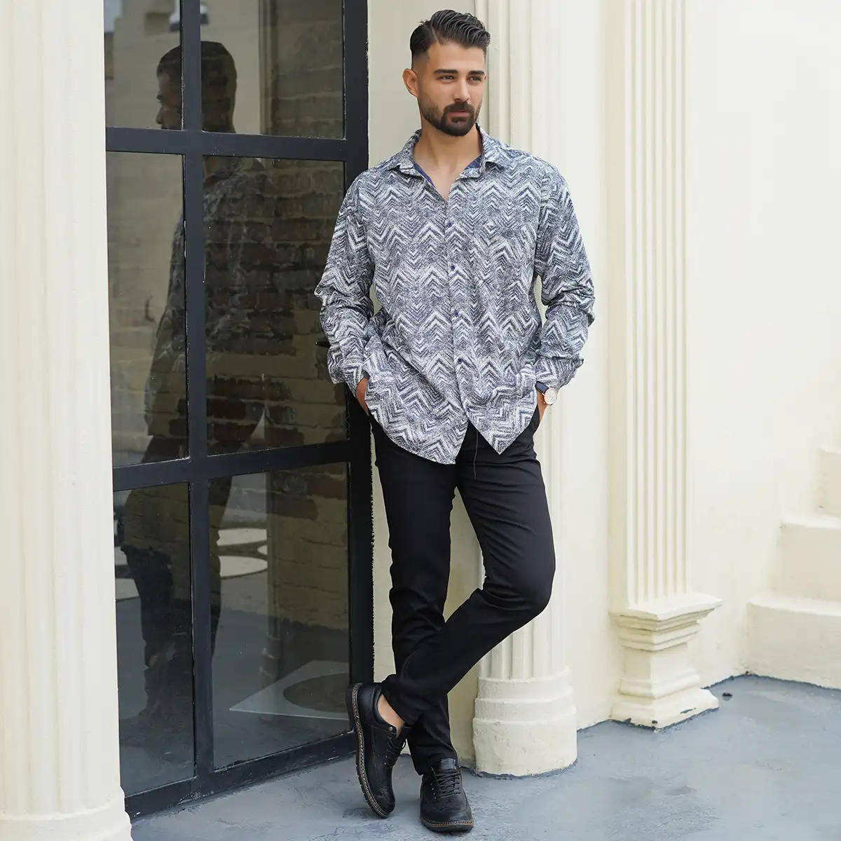 پیراهن مردانه طوسی مدل awino