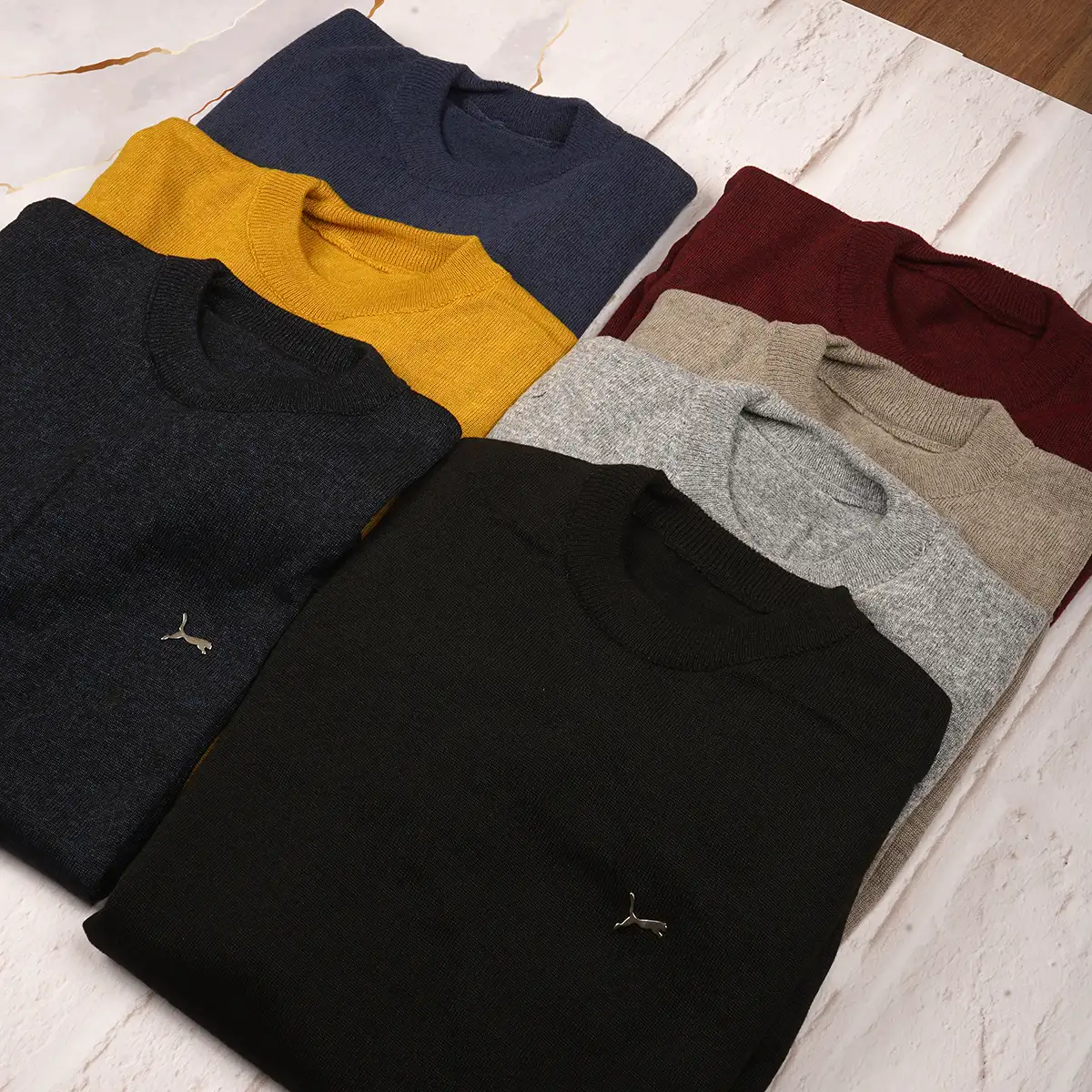 پلیور یقه گرد پوما خاکی مدل Danyal