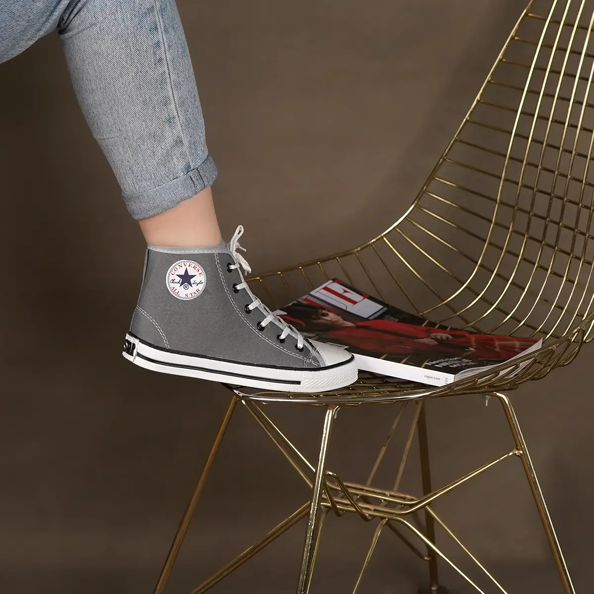 کفش ورزشی ساقدار طوسی All Star زنانه مدلMobina