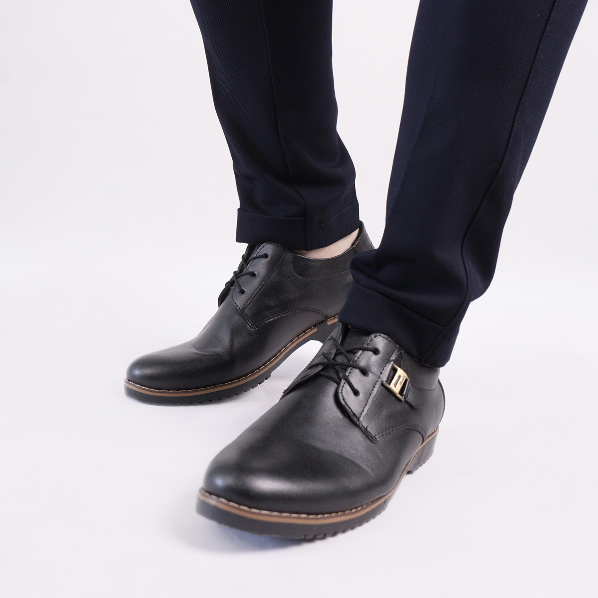 کفش رسمی مردانه مشکی سگک دار ساده مدل D40