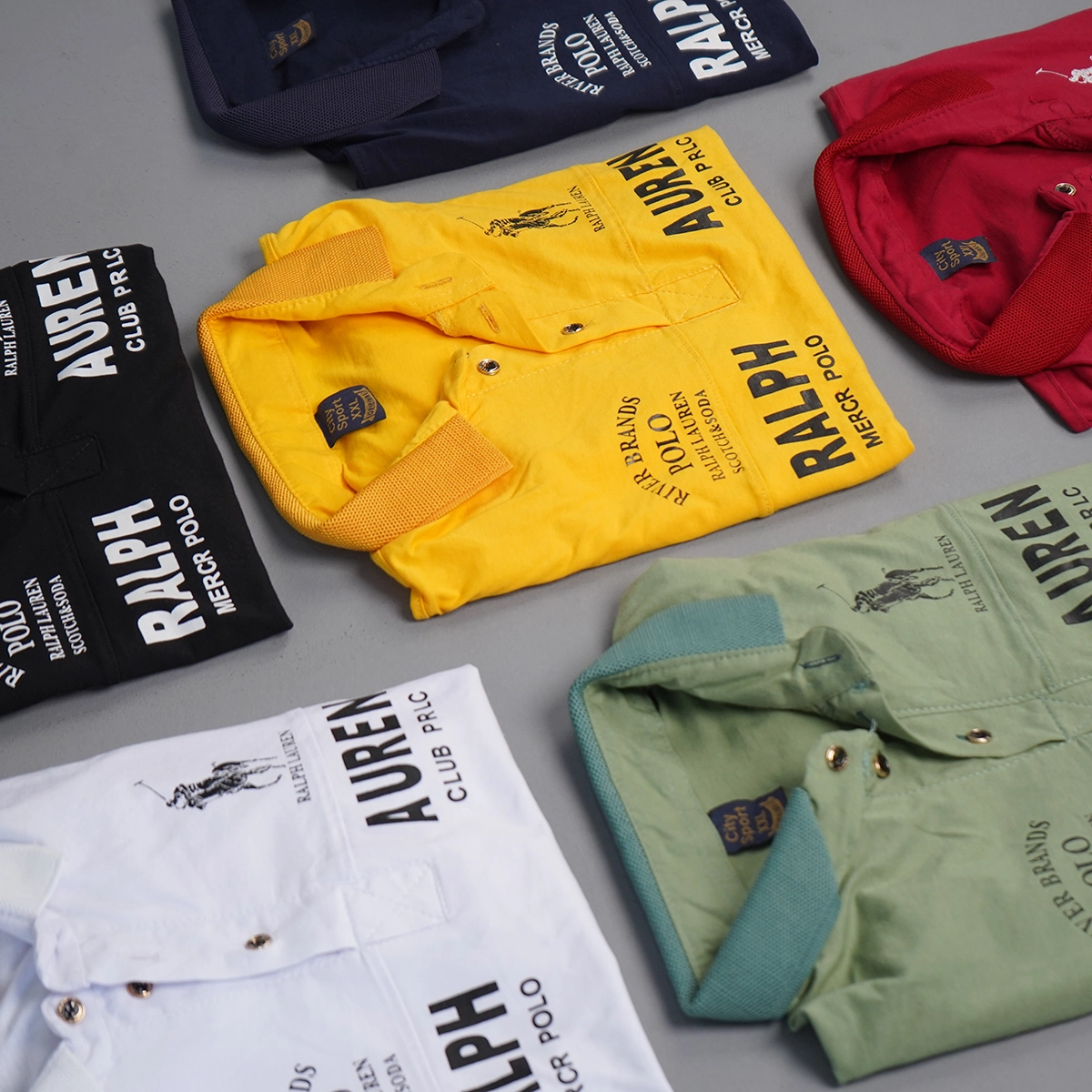 تیشرت یقه دار مشکی مردانه مدل Ralph