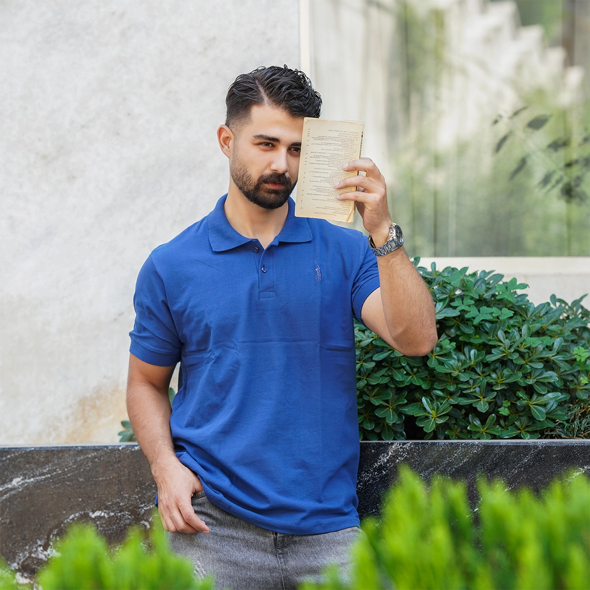 تیشرت مردانه جودون ساده آبی مدل Tiamo