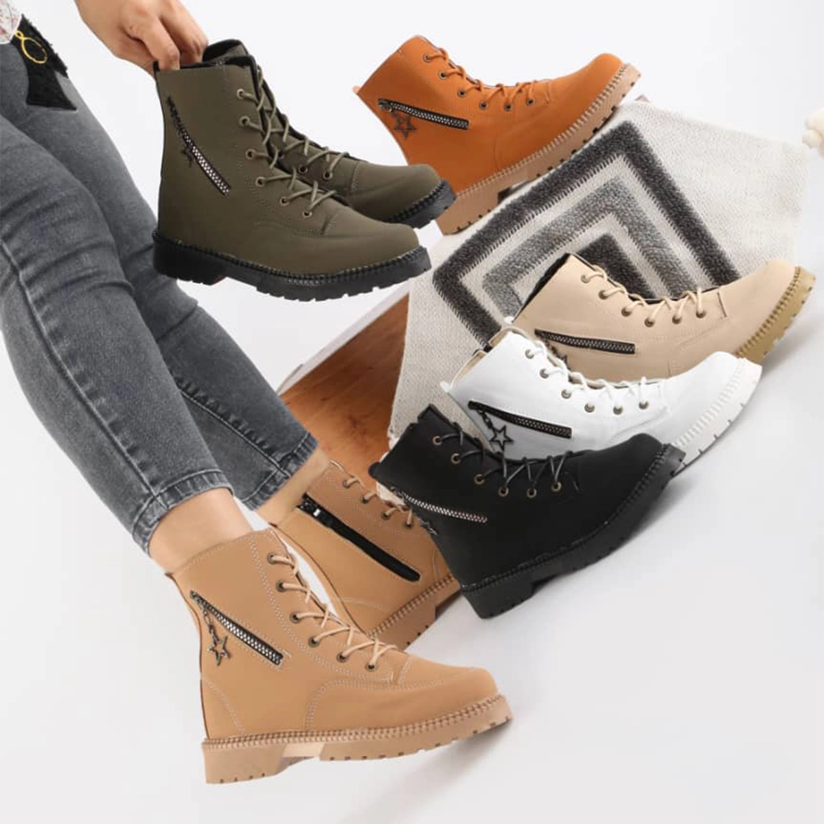 نیم بوت دخترانه قهوه ای مدل shiva