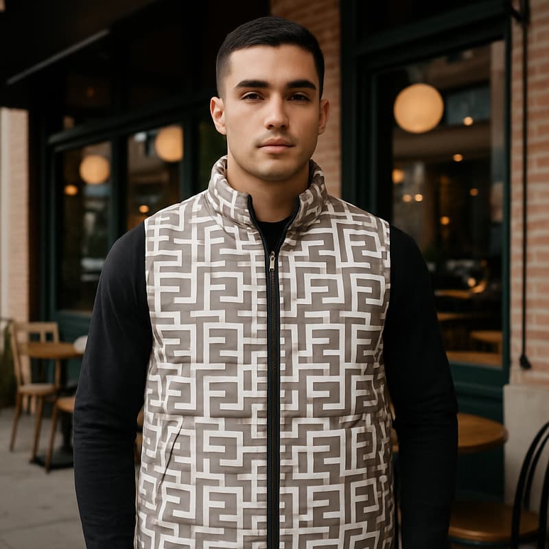 پافر مردانه طوسی مدل Fendi