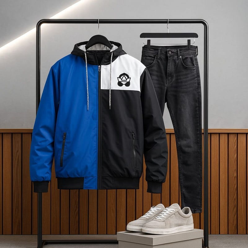 کاپشن مردانه آبی مدل Adidas Yeezy