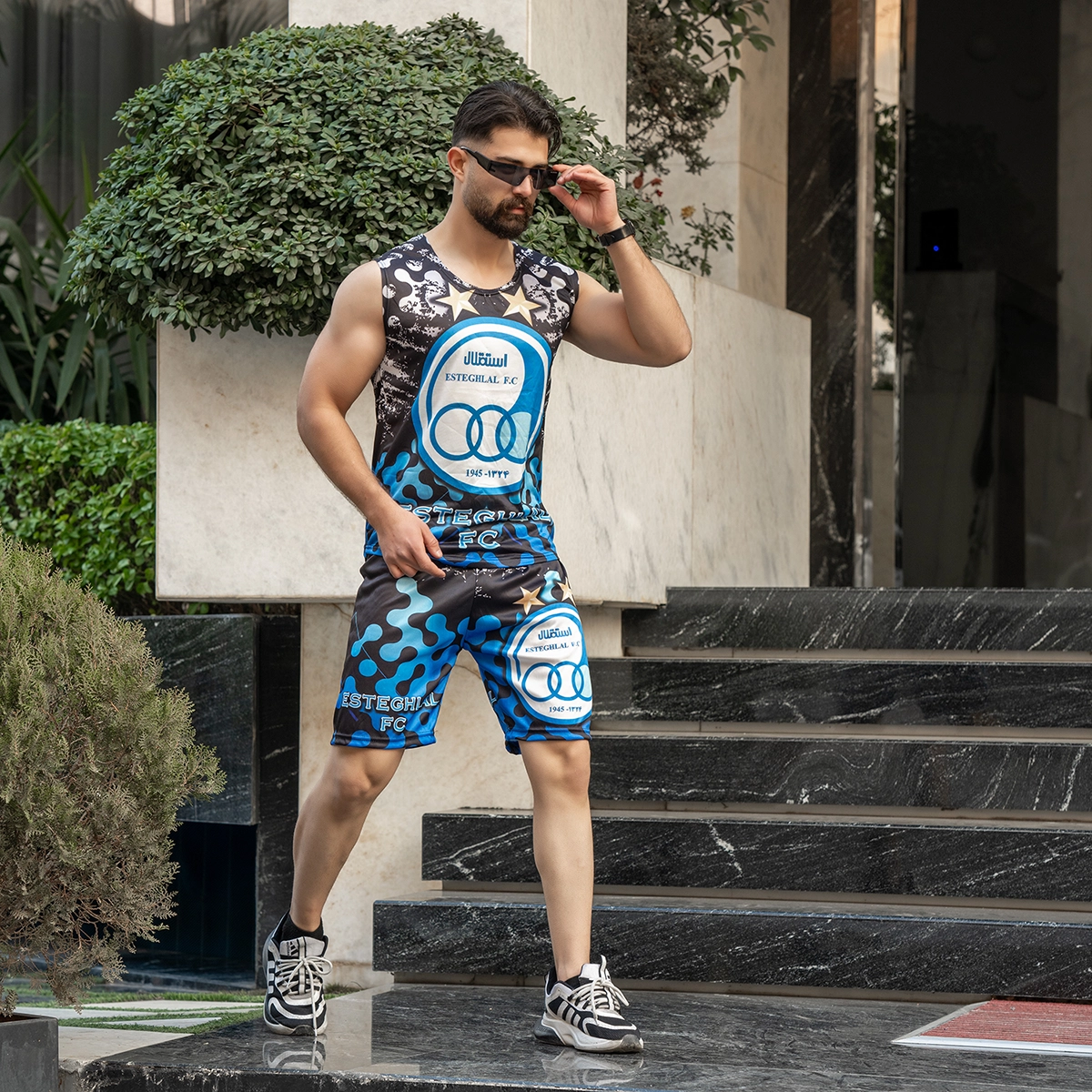 ست رکابی شلوارک استقلال مردانه مدل Pedram