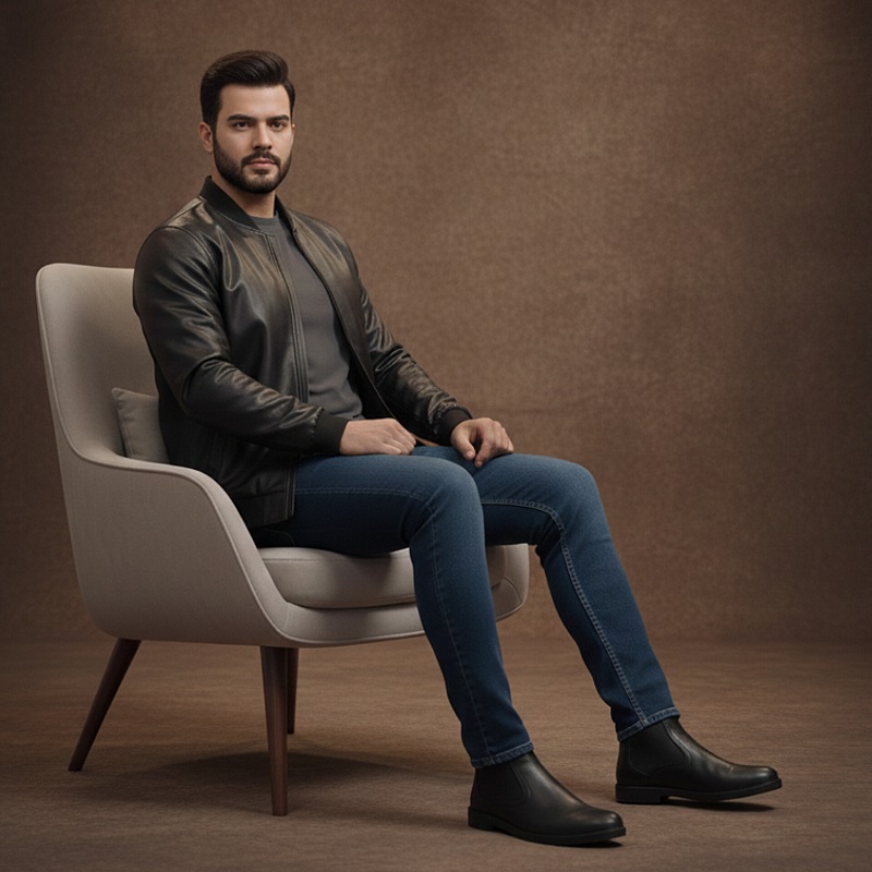 پکیج کاپشن Artim نیم بوت مردانه مشکی مدل Rad