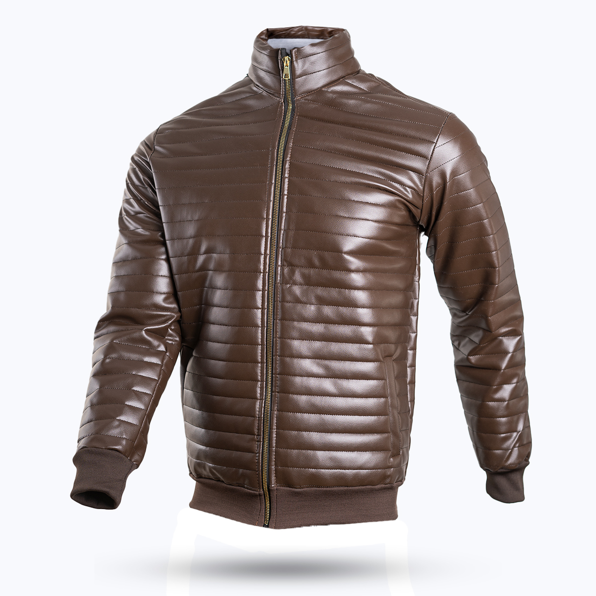 کاپشن چرم مردانه قهوه ای مدل TIMER