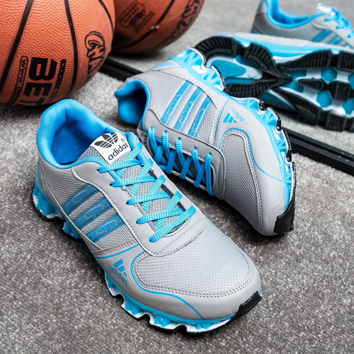 کفش ورزشی Adidas مردانه طوسی آبی مدل Gilva