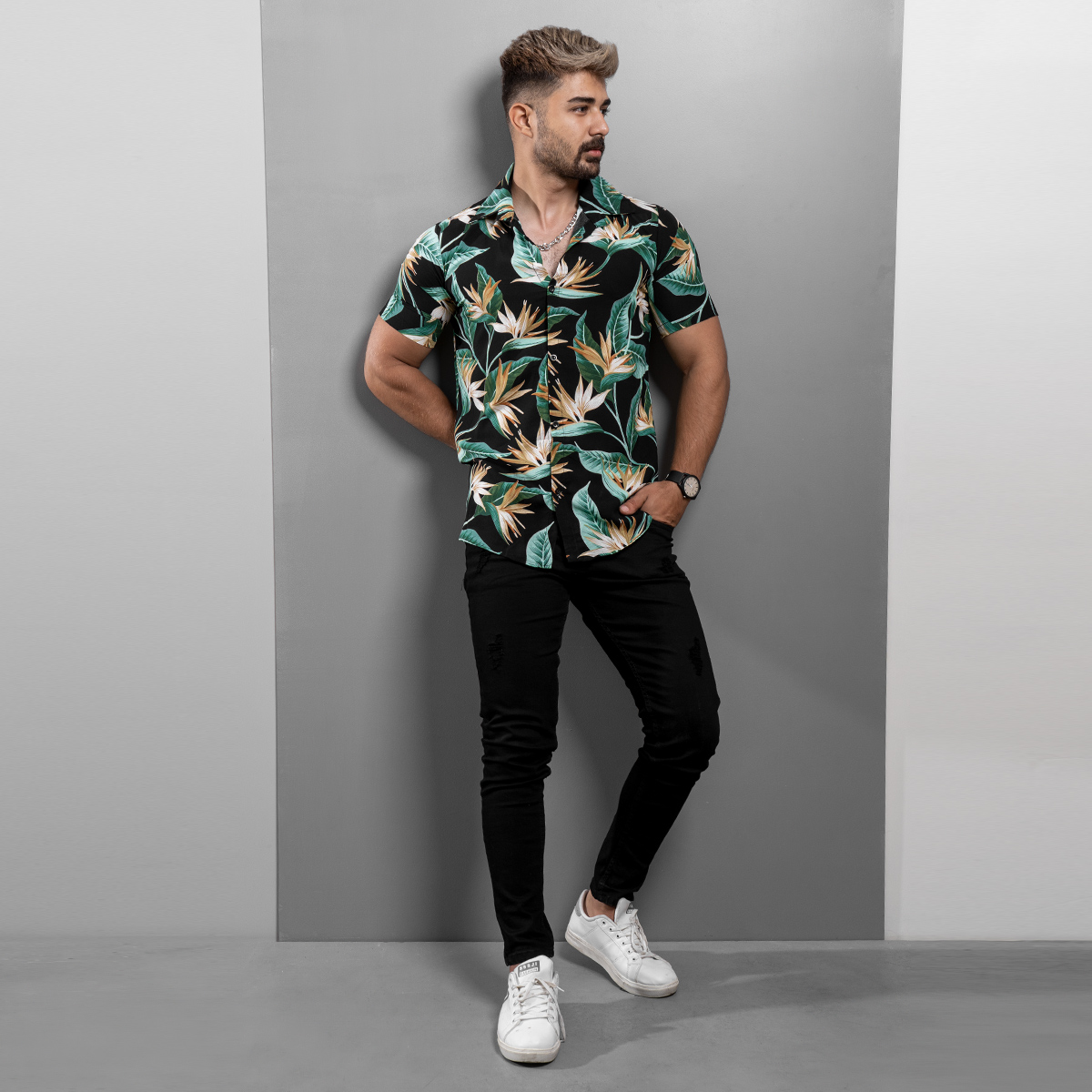 پیراهن هاوایی مردانه مدل Yojin-