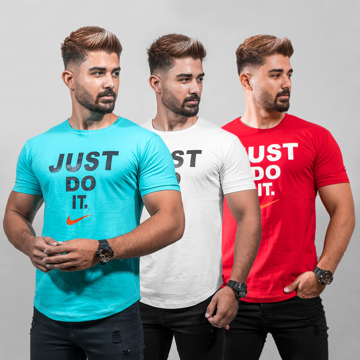 تیشرت Just Do It مردانه سرمه ای مدل Ditro