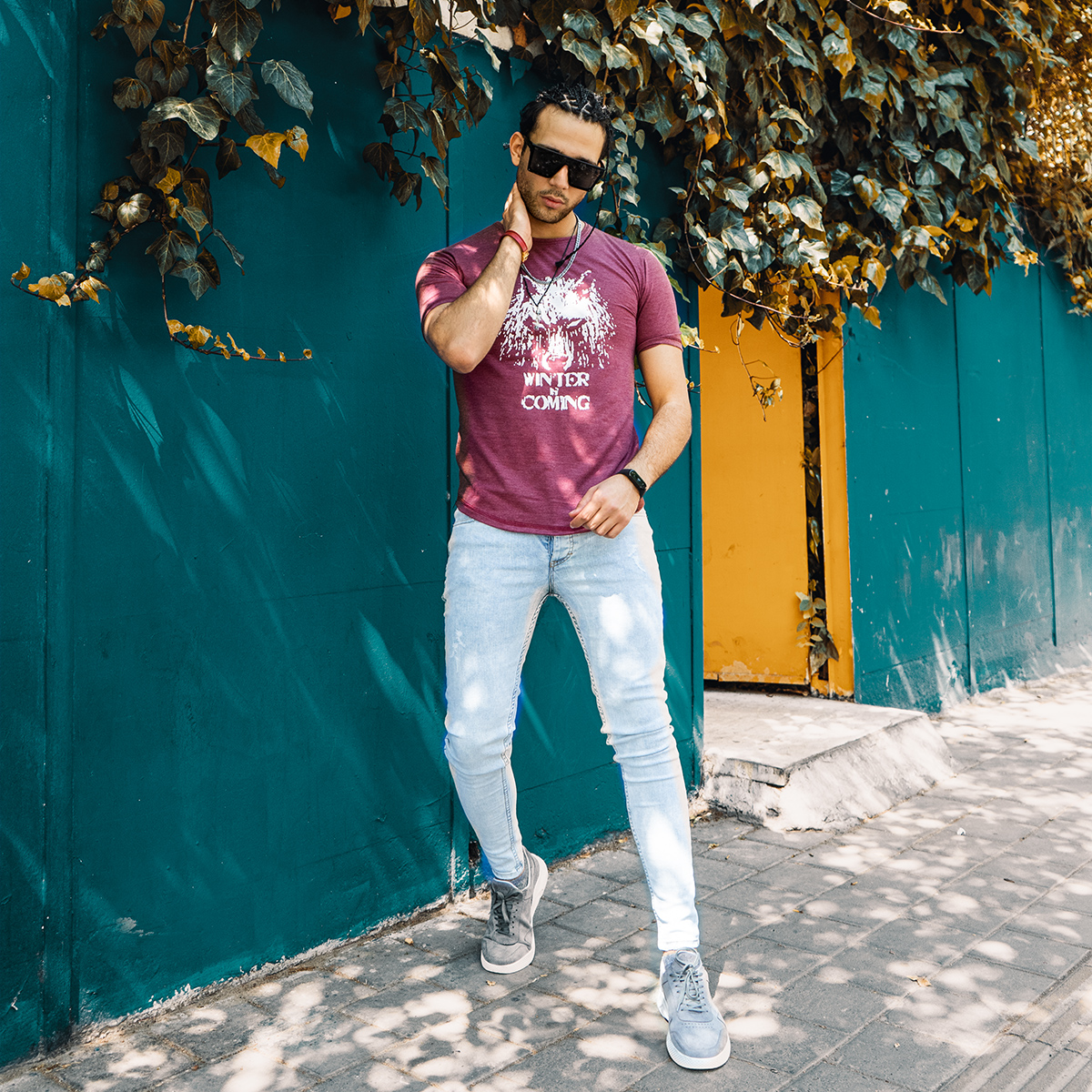 تیشرت مردانه زرشکی مدل Ranker