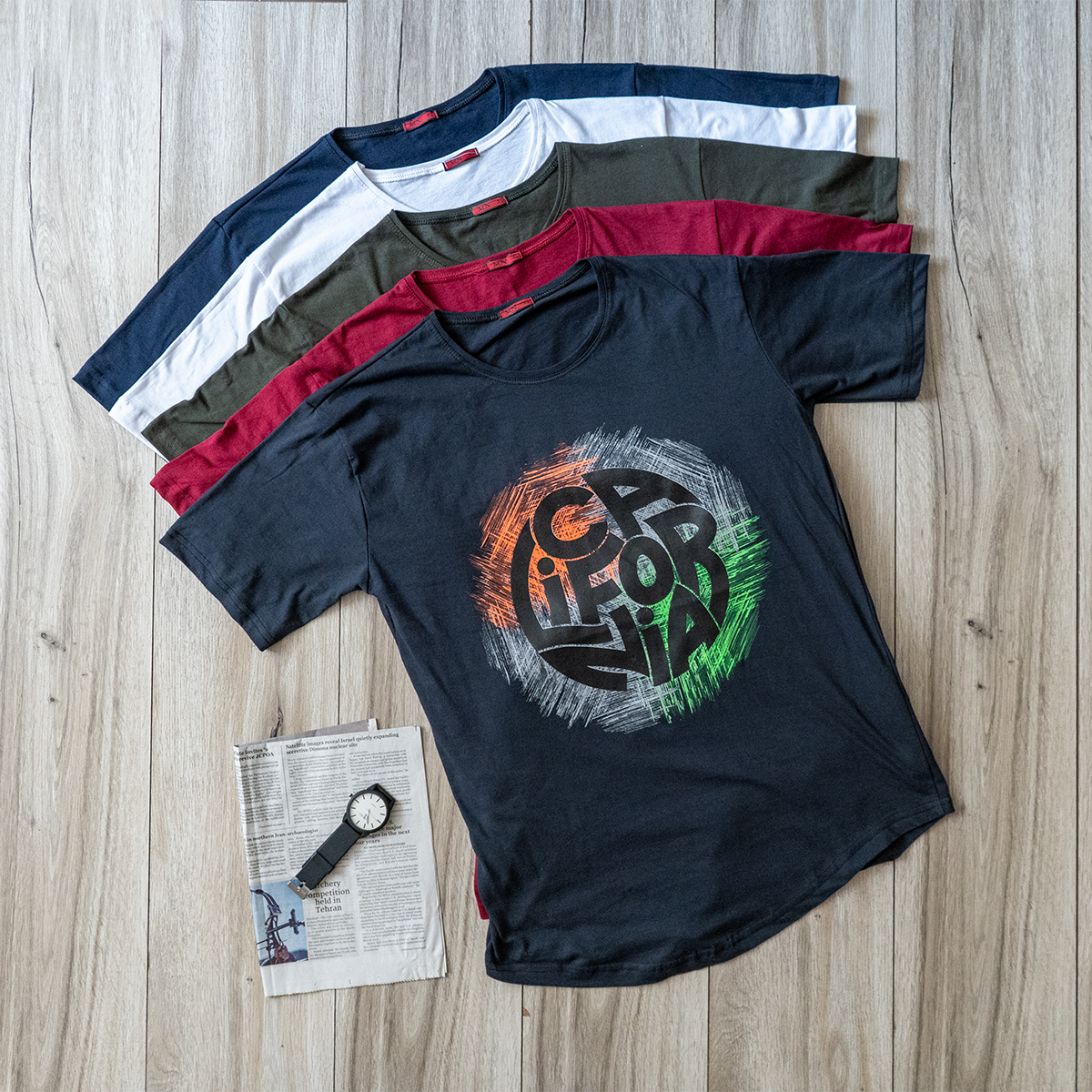 تیشرت مردانه زرشکی مدل Coda