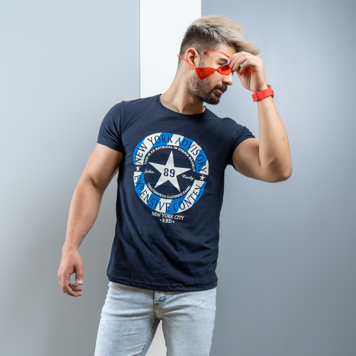 تیشرت مردانه سرمه ای Advisory مدل E89(T)