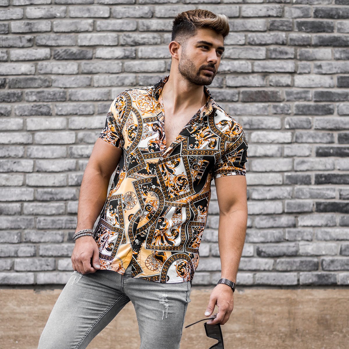 پیراهن هاوایی مردانه مدل Behzad