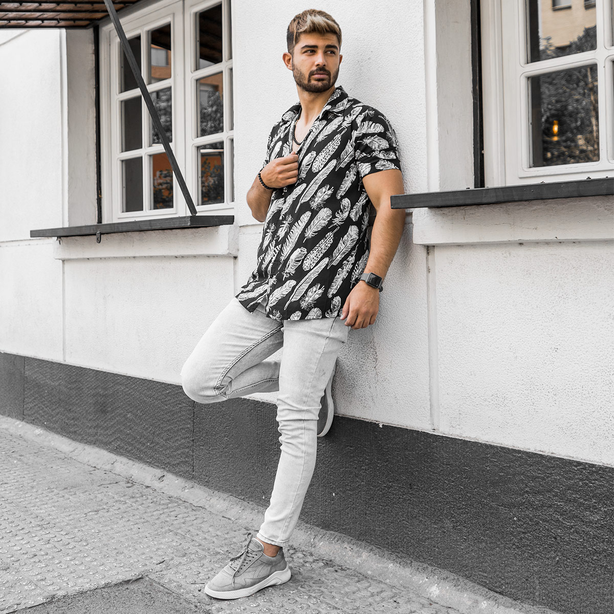 پیراهن هاوایی مردانه مدل Noyan