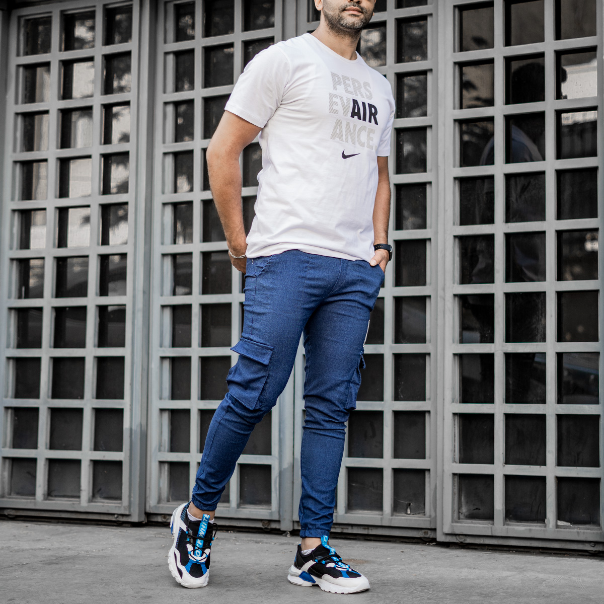 شلوار اسلش مردانه آبی مدل Melvin